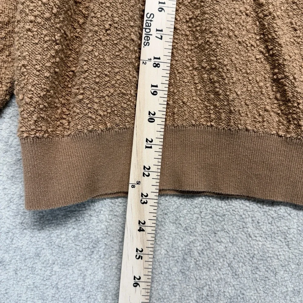 Free People Womens Popcorn Knit Cropped Sweatshirt Camel Balloon Sleeve XS